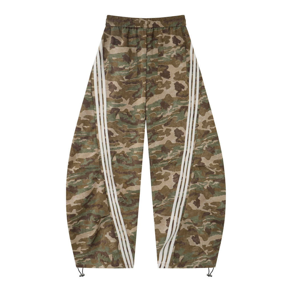 Aqua Recon Women’s Camo Track Pants – Baggy Barrel-Leg Streetwear Pants with Triple Side Stripes