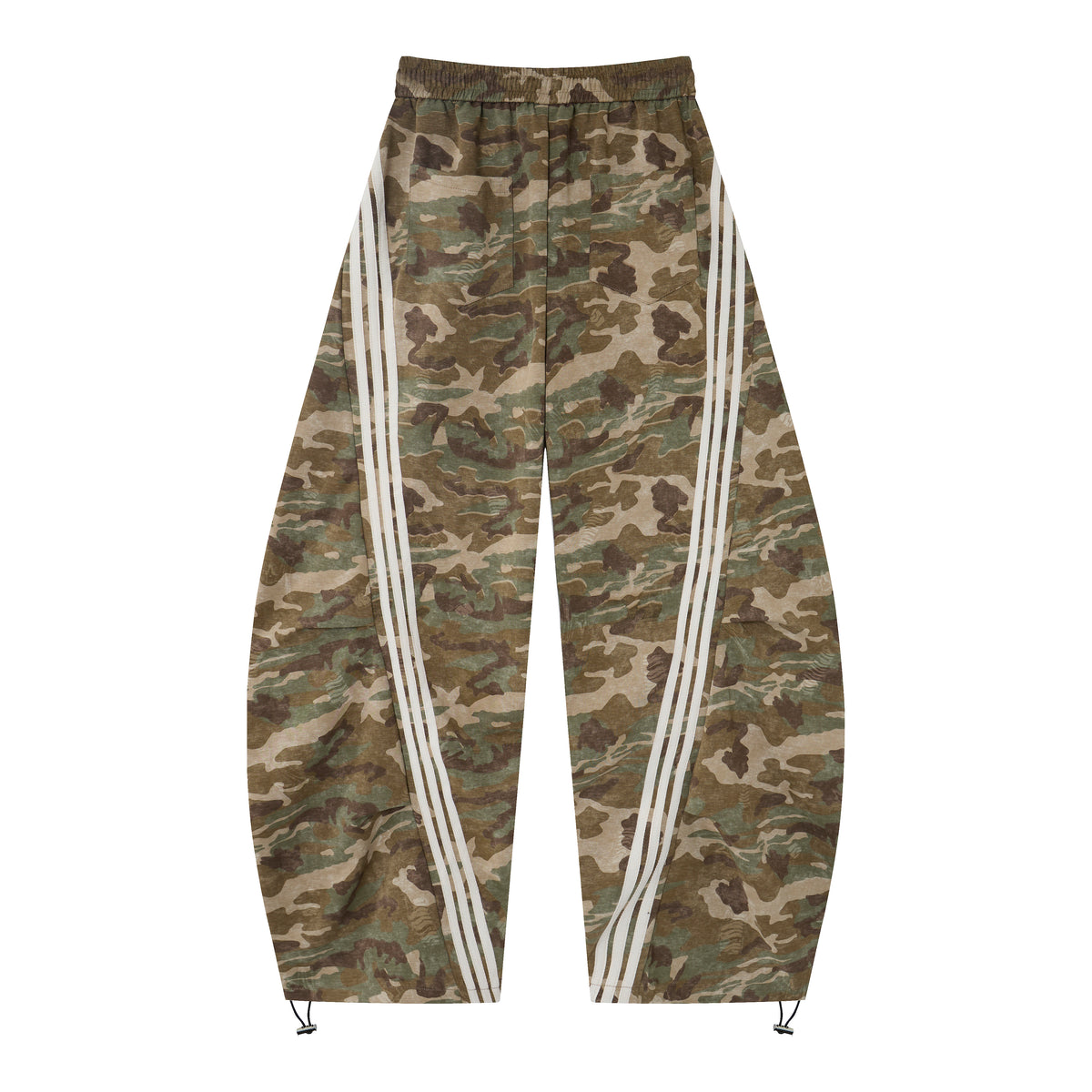 Aqua Recon Women’s Camo Track Pants – Baggy Barrel-Leg Streetwear Pants with Triple Side Stripes