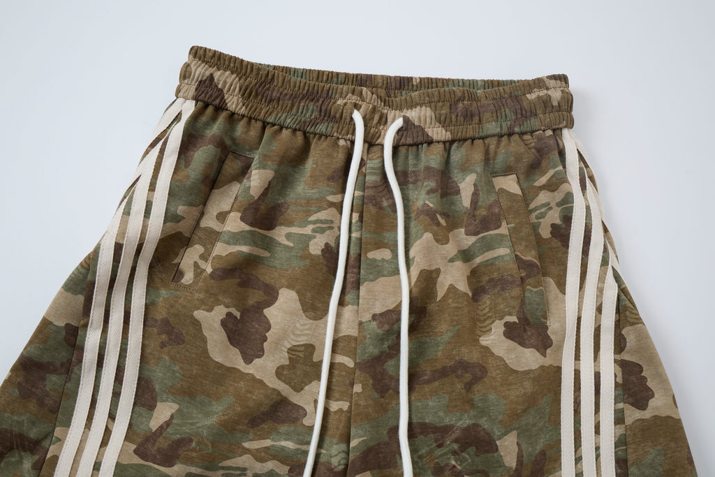 Aqua Recon Women’s Camo Track Pants – Baggy Barrel-Leg Streetwear Pants with Triple Side Stripes