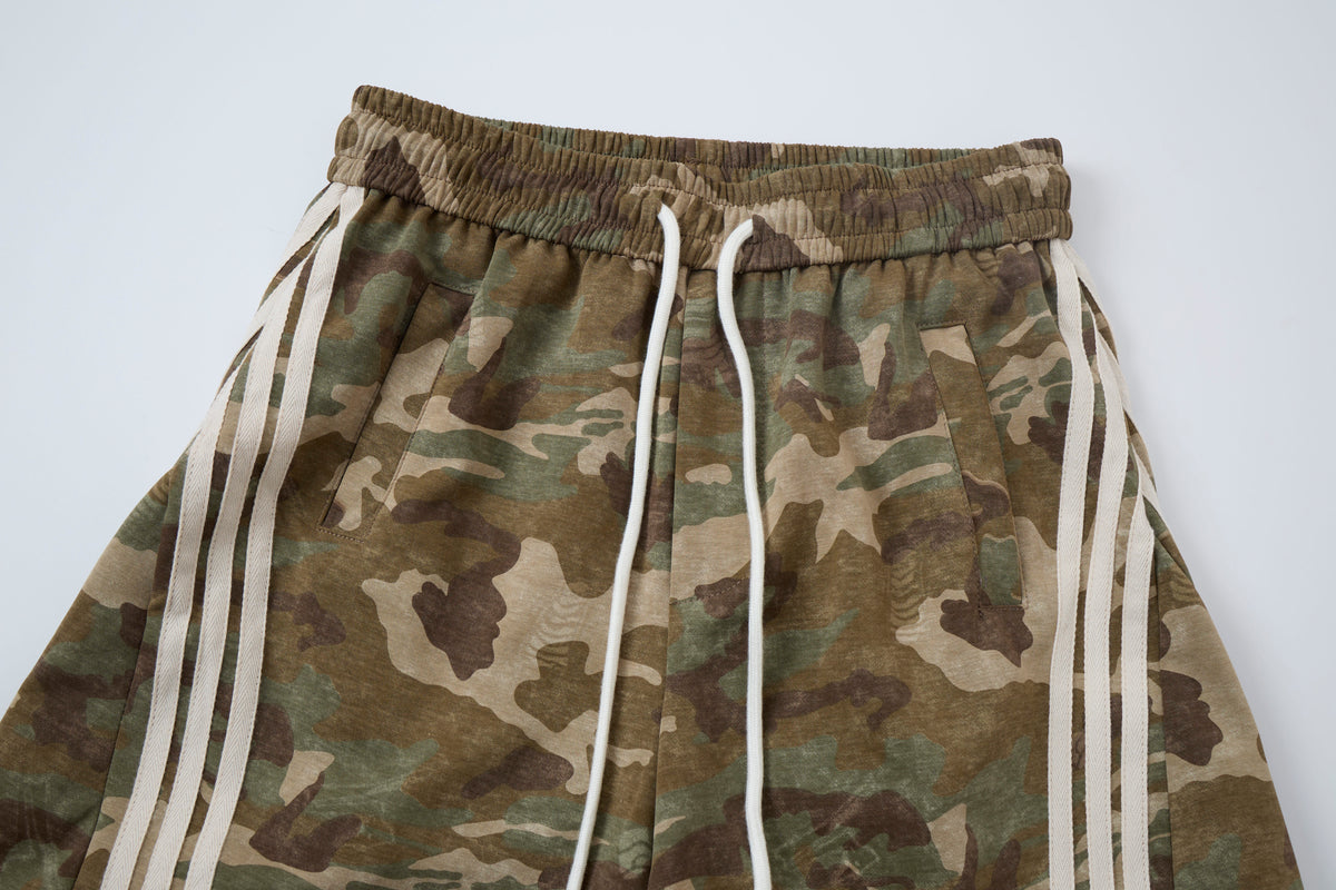 Aqua Recon Women’s Camo Track Pants – Baggy Barrel-Leg Streetwear Pants with Triple Side Stripes