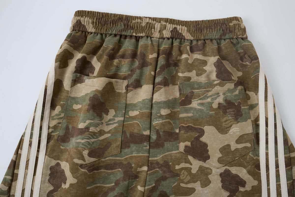 Aqua Recon Women’s Camo Track Pants – Baggy Barrel-Leg Streetwear Pants with Triple Side Stripes
