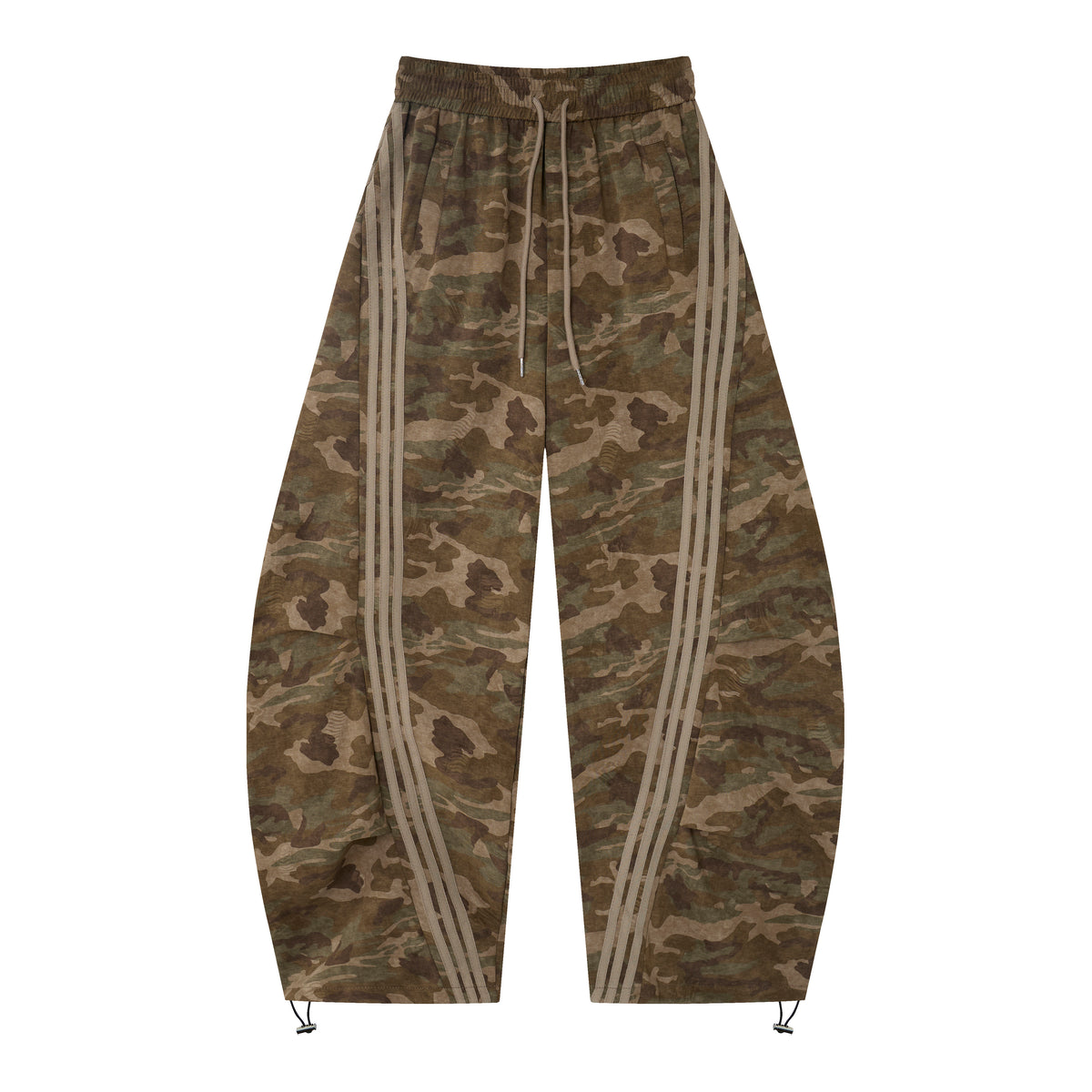 Aqua Recon Women’s Camo Track Pants – Baggy Barrel-Leg Streetwear Pants with Triple Side Stripes