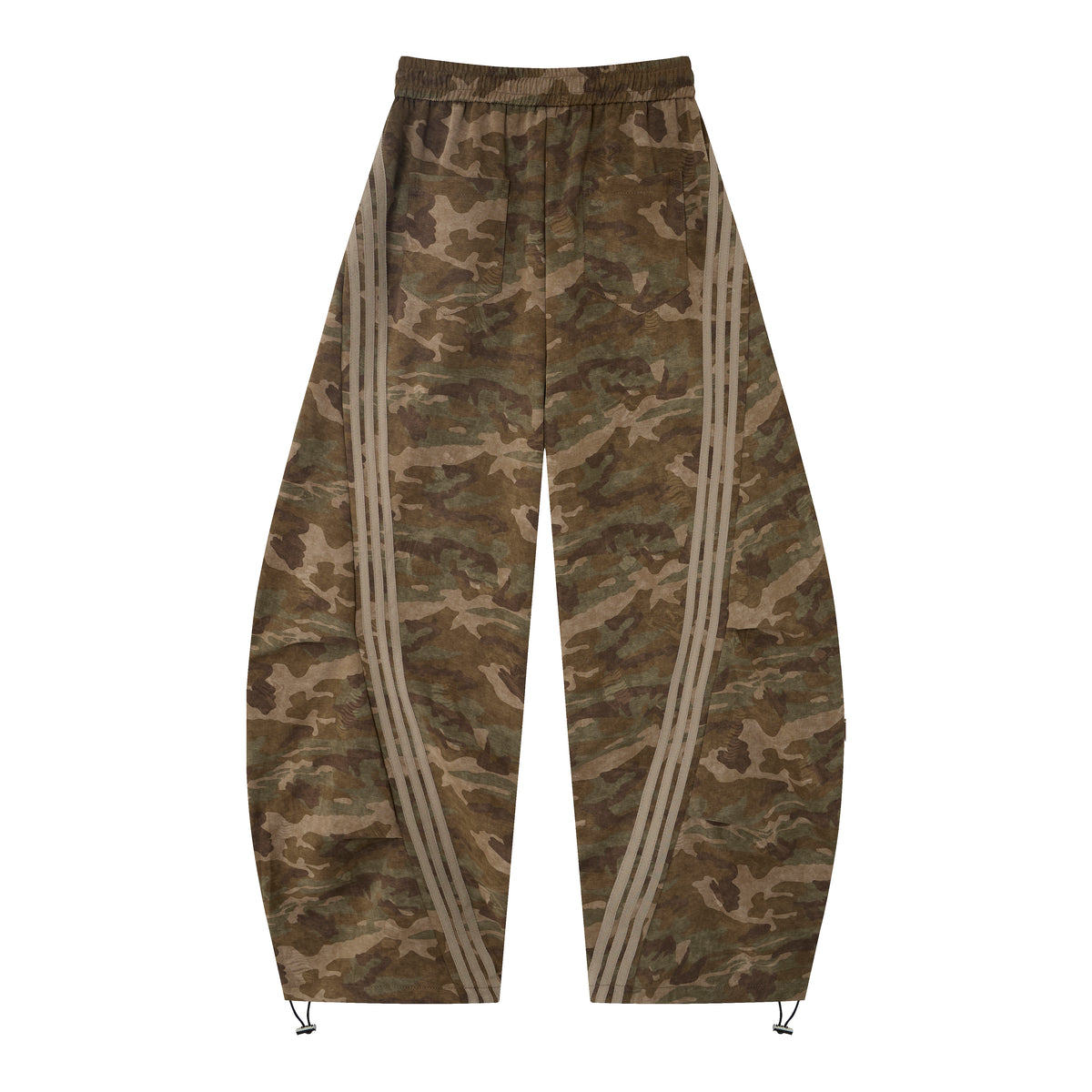 Aqua Recon Women’s Camo Track Pants – Baggy Barrel-Leg Streetwear Pants with Triple Side Stripes