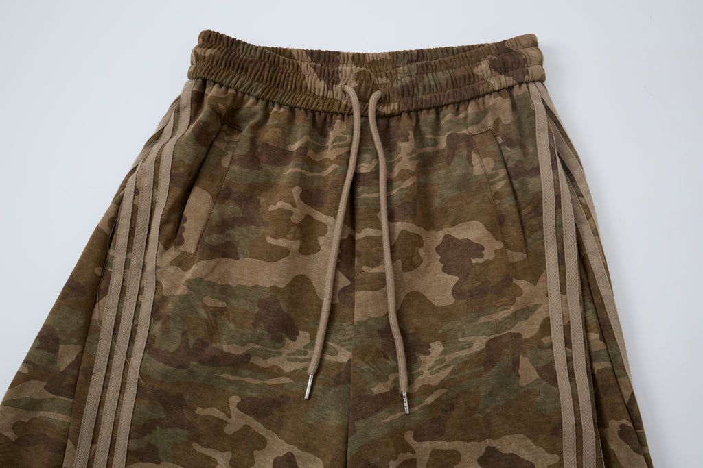 Aqua Recon Women’s Camo Track Pants – Baggy Barrel-Leg Streetwear Pants with Triple Side Stripes
