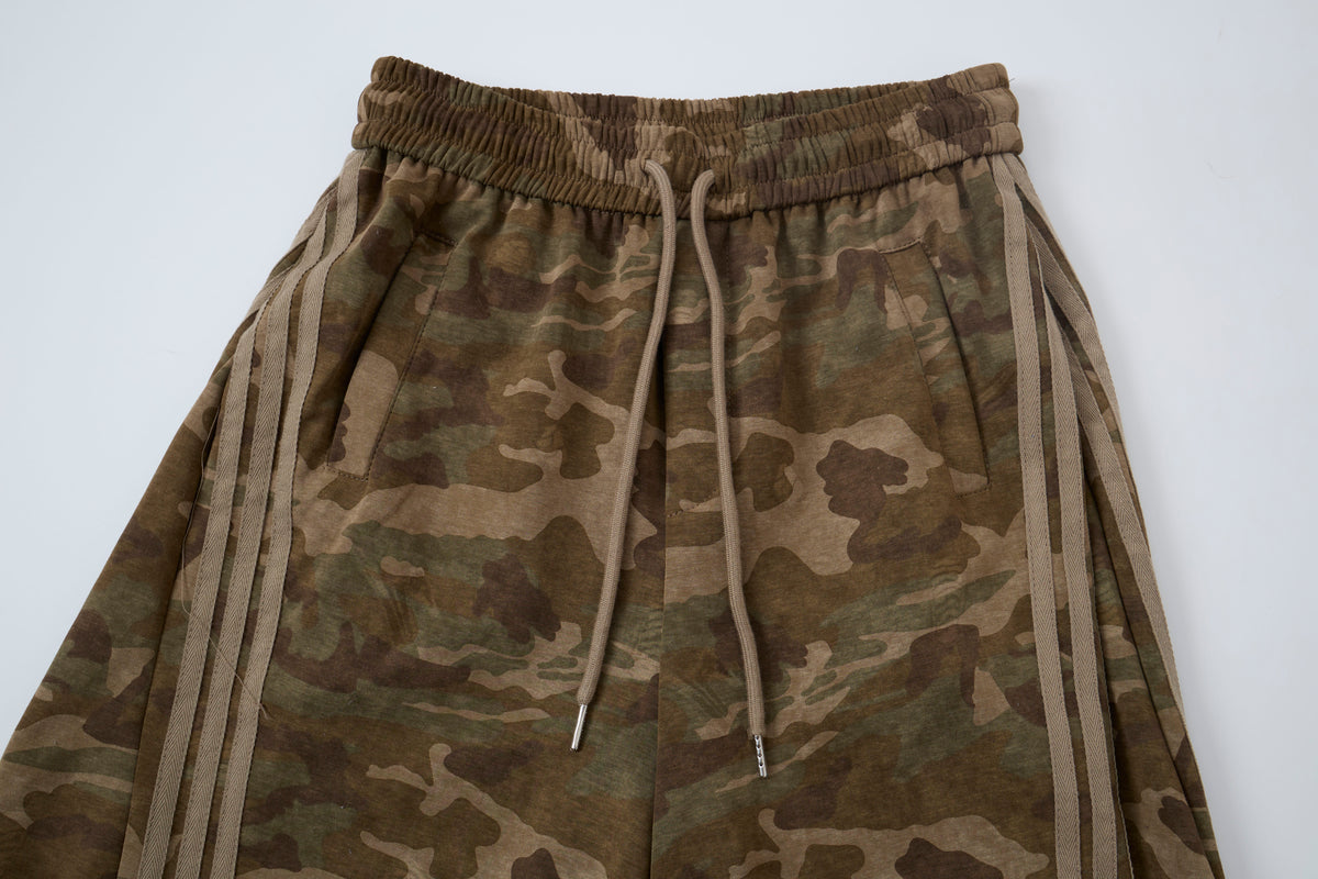 Aqua Recon Women’s Camo Track Pants – Baggy Barrel-Leg Streetwear Pants with Triple Side Stripes