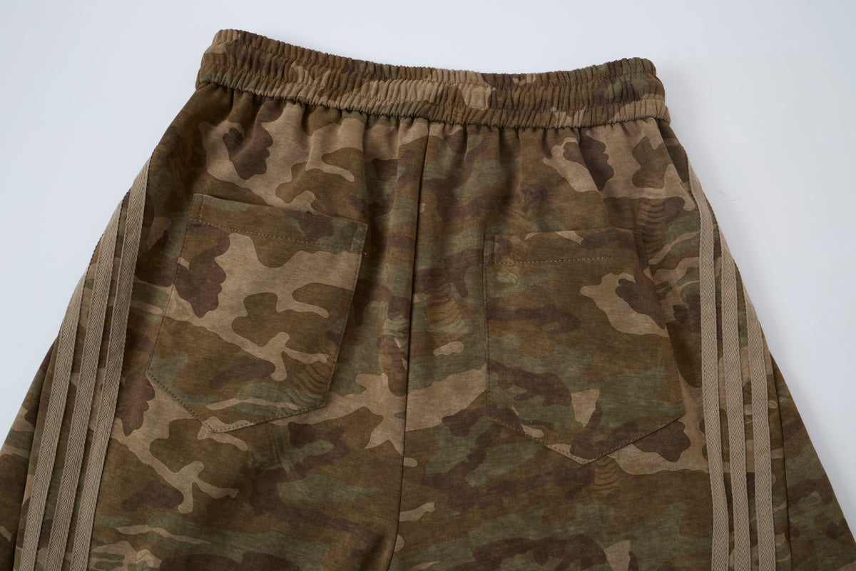Aqua Recon Women’s Camo Track Pants – Baggy Barrel-Leg Streetwear Pants with Triple Side Stripes