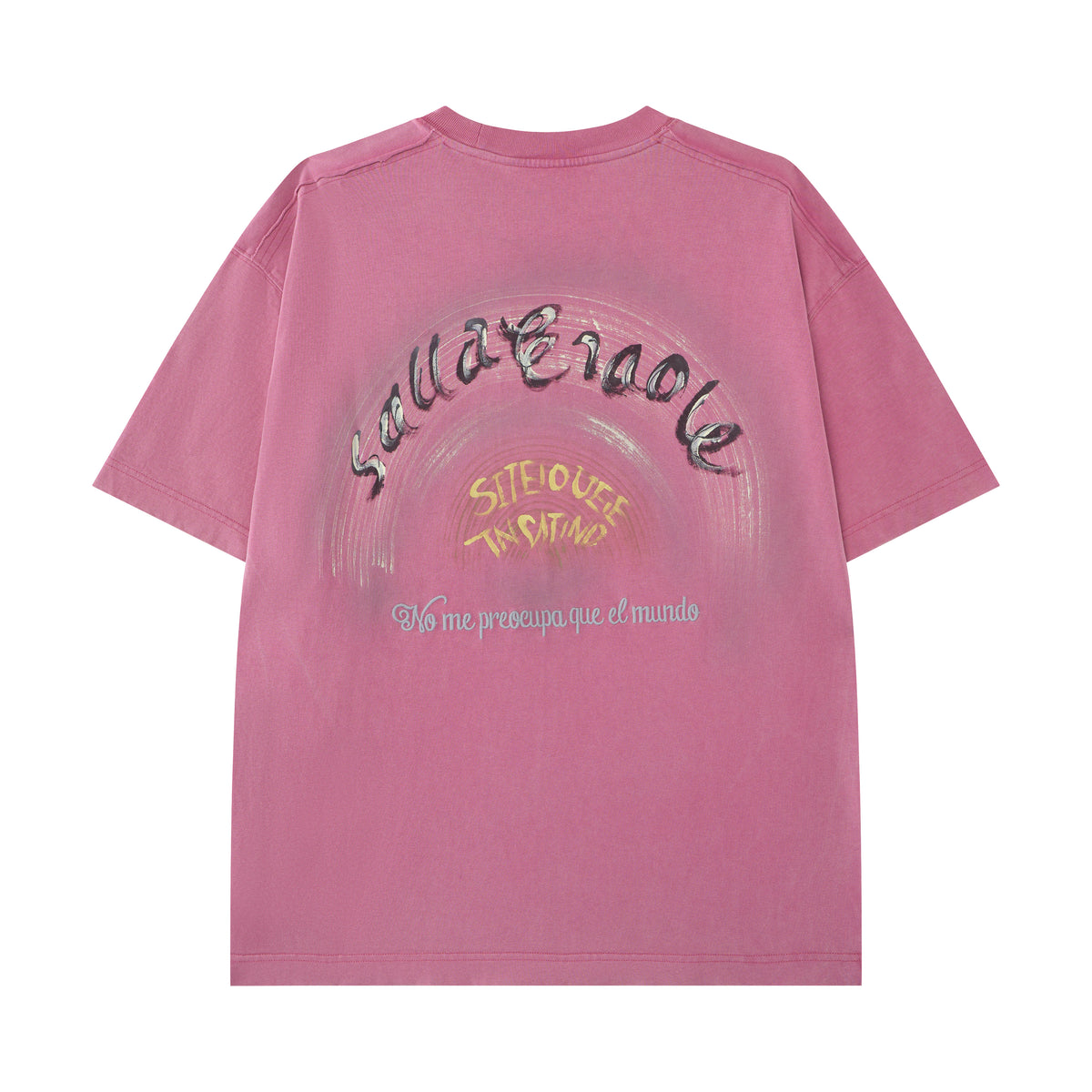 Women’s Dusty Rose Oversized T-Shirt with Small Embroidered Script, Crew Neck Drop Shoulder Short Sleeve Tee, Relaxed Casual Streetwear Top for Summer