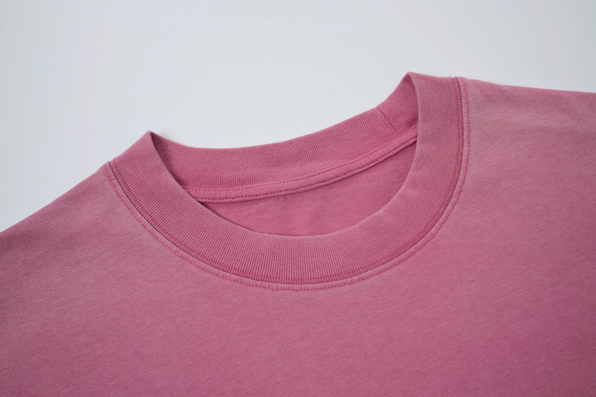 Women’s Dusty Rose Oversized T-Shirt with Small Embroidered Script, Crew Neck Drop Shoulder Short Sleeve Tee, Relaxed Casual Streetwear Top for Summer