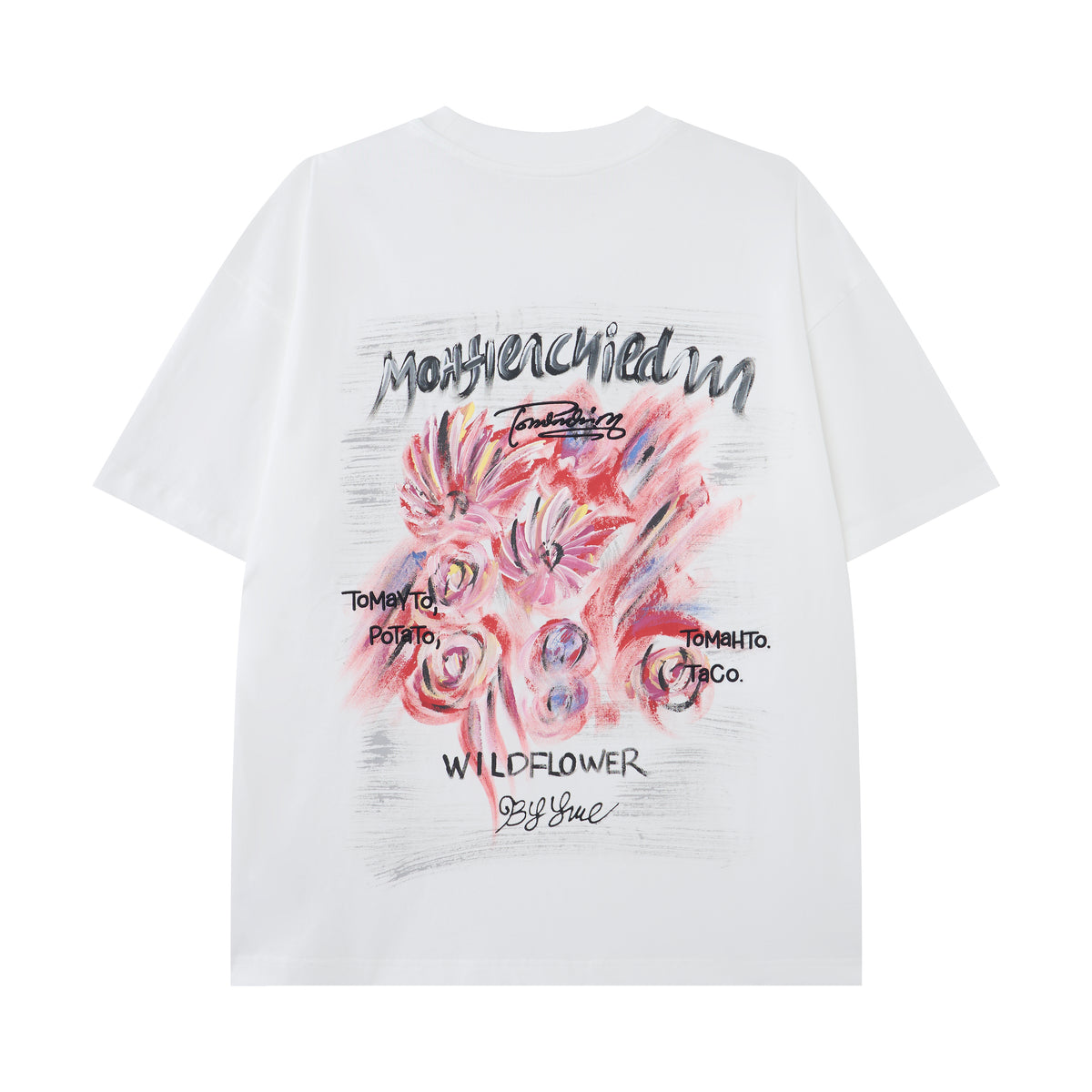 Women’s Minimalist White T-Shirt with Colorful Mini Graphic, Crew Neck Short Sleeve Casual Tee, Relaxed Fit Streetwear Top for Summer Everyday Outfits