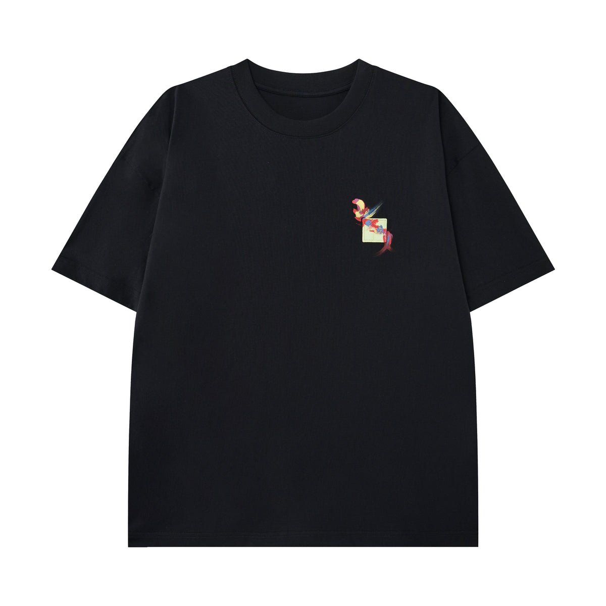 Women’s Minimalist White T-Shirt with Colorful Mini Graphic, Crew Neck Short Sleeve Casual Tee, Relaxed Fit Streetwear Top for Summer Everyday Outfits
