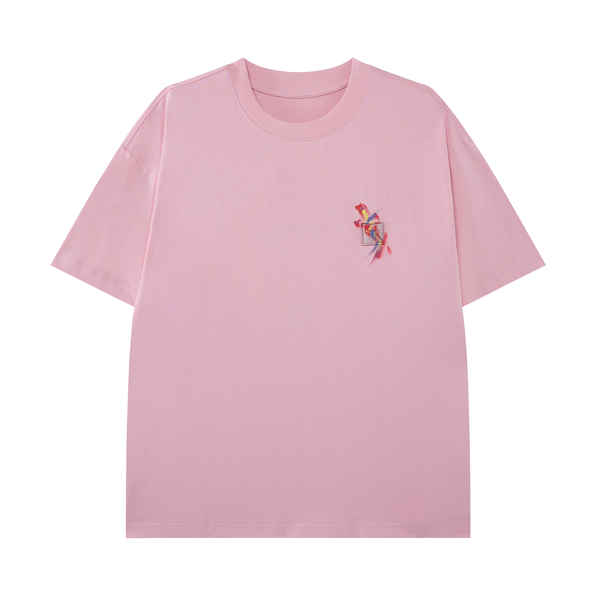 Women’s Minimalist White T-Shirt with Colorful Mini Graphic, Crew Neck Short Sleeve Casual Tee, Relaxed Fit Streetwear Top for Summer Everyday Outfits