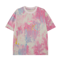 Women’s Pastel Watercolor Graphic Oversized T-Shirt – Pink & Blue Y2K Streetwear Tee