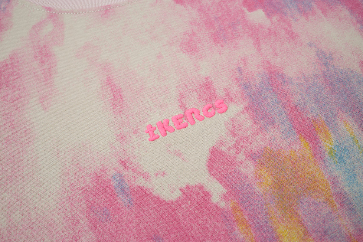 Women’s Pastel Watercolor Graphic Oversized T-Shirt – Pink & Blue Y2K Streetwear Tee