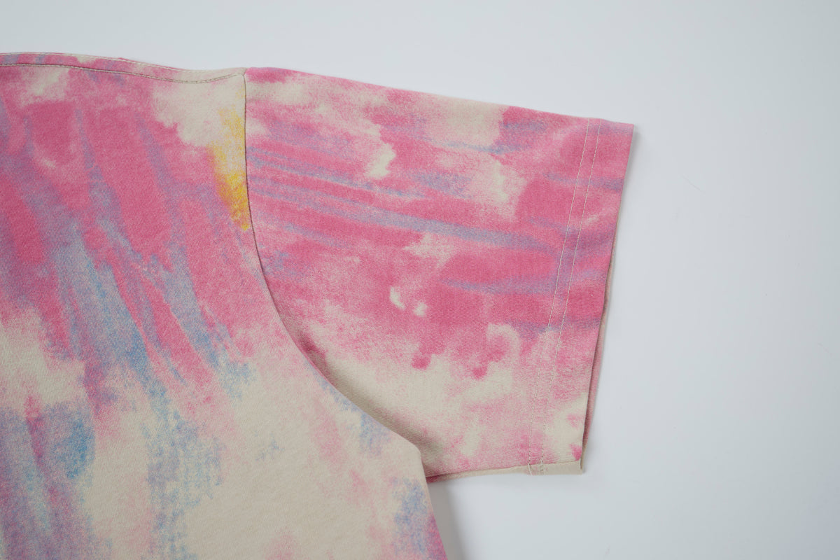 Women’s Pastel Watercolor Graphic Oversized T-Shirt – Pink & Blue Y2K Streetwear Tee