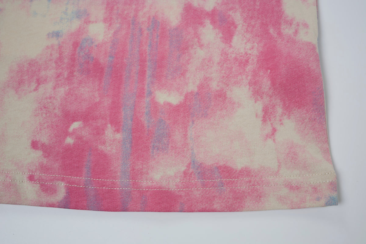 Women’s Pastel Watercolor Graphic Oversized T-Shirt – Pink & Blue Y2K Streetwear Tee