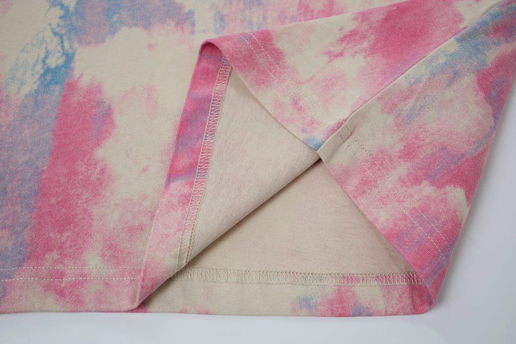 Women’s Pastel Watercolor Graphic Oversized T-Shirt – Pink & Blue Y2K Streetwear Tee