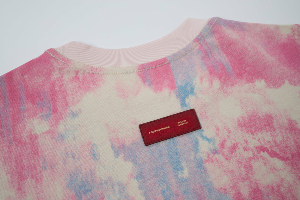 Women’s Pastel Watercolor Graphic Oversized T-Shirt – Pink & Blue Y2K Streetwear Tee