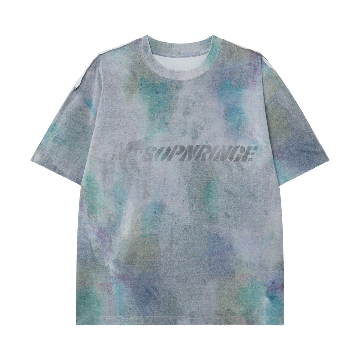 Women’s Vintage Mineral-Wash Oversized Graphic T-Shirt – Gray & Teal Grunge Streetwear Tee