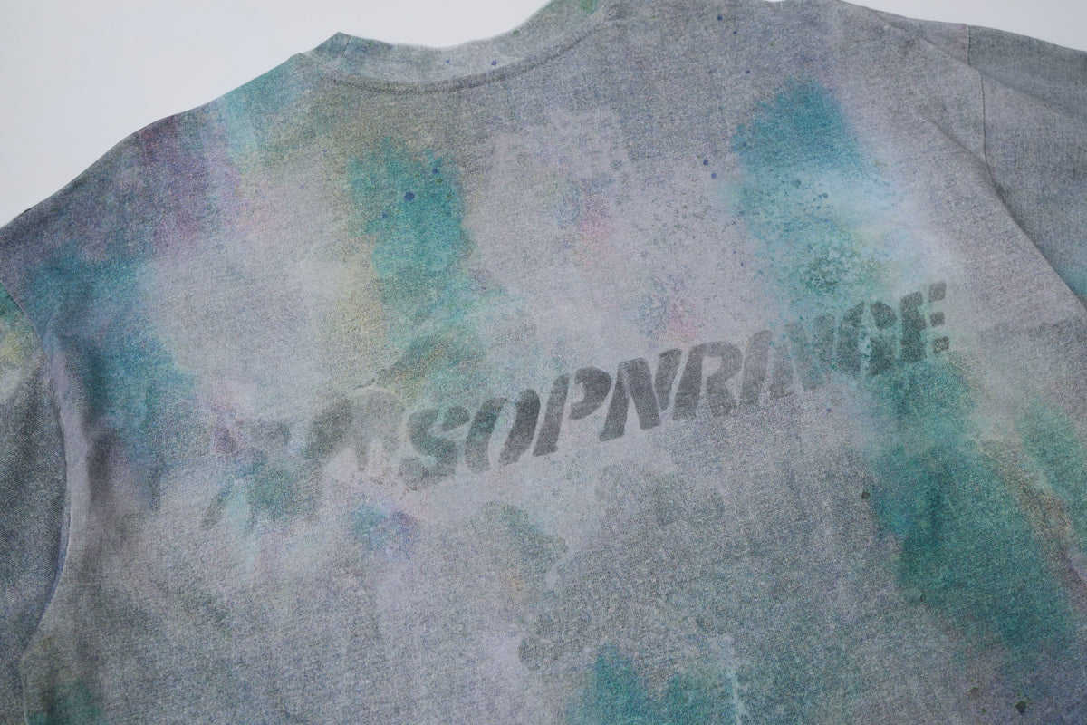 Women’s Vintage Mineral-Wash Oversized Graphic T-Shirt – Gray & Teal Grunge Streetwear Tee