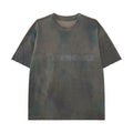 Women’s Vintage Mineral-Wash Oversized Graphic T-Shirt – Gray & Teal Grunge Streetwear Tee