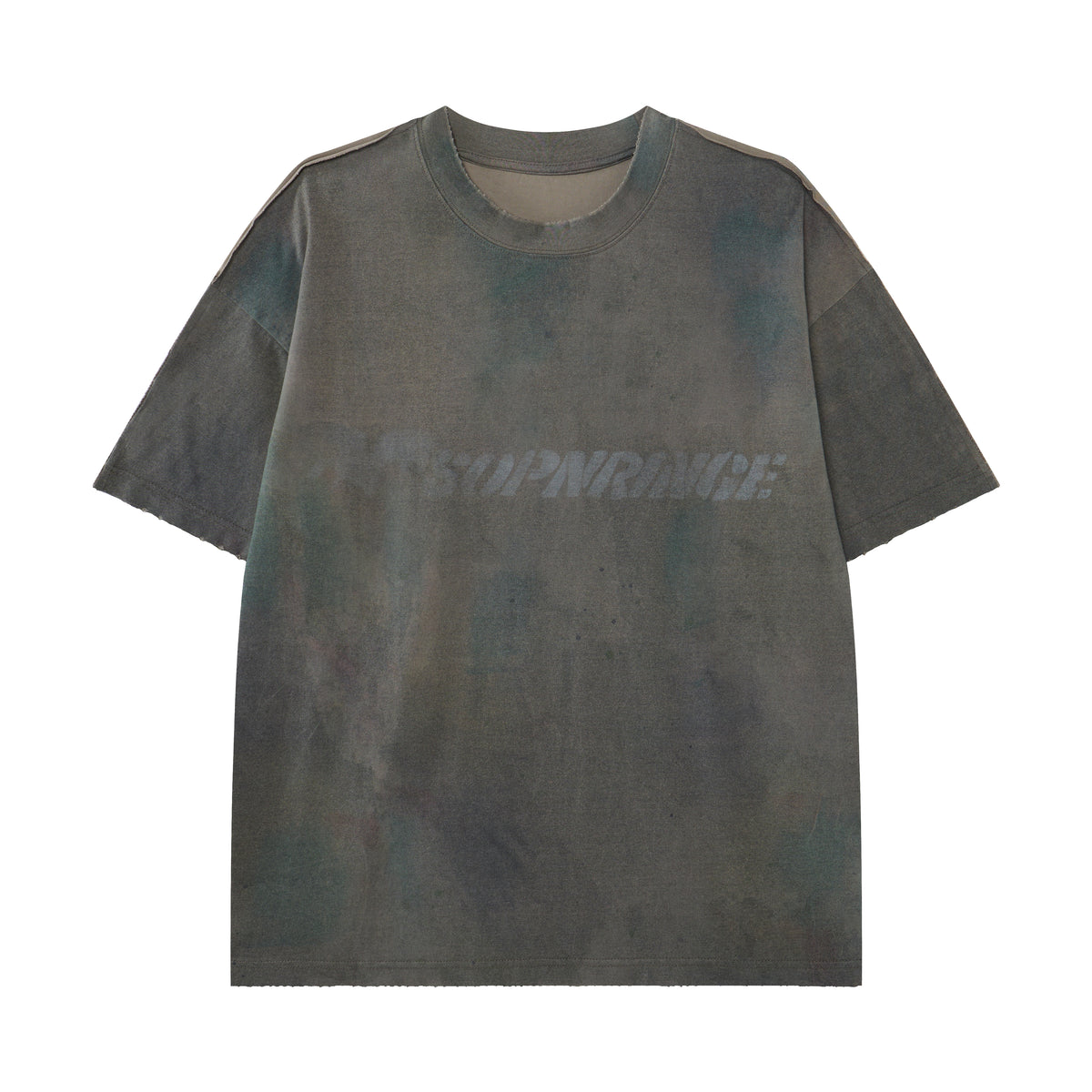 Women’s Vintage Mineral-Wash Oversized Graphic T-Shirt – Gray & Teal Grunge Streetwear Tee