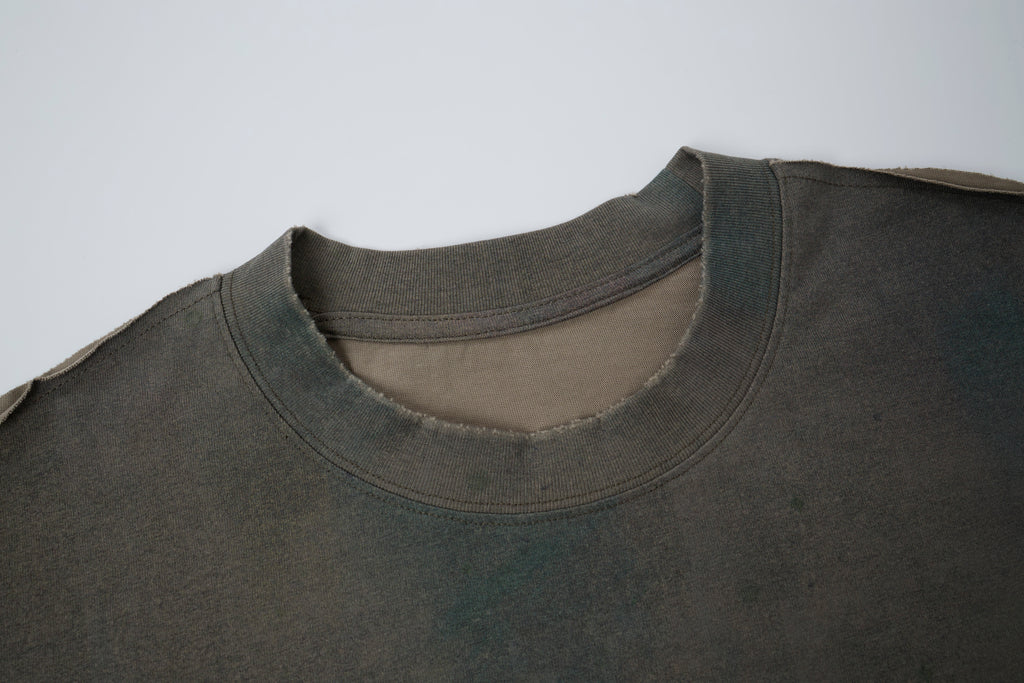 Women’s Vintage Mineral-Wash Oversized Graphic T-Shirt – Gray & Teal Grunge Streetwear Tee