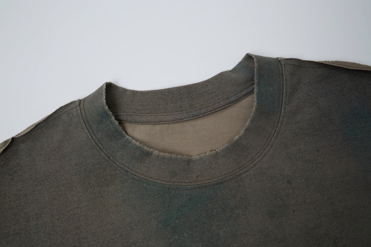Women’s Vintage Mineral-Wash Oversized Graphic T-Shirt – Gray & Teal Grunge Streetwear Tee