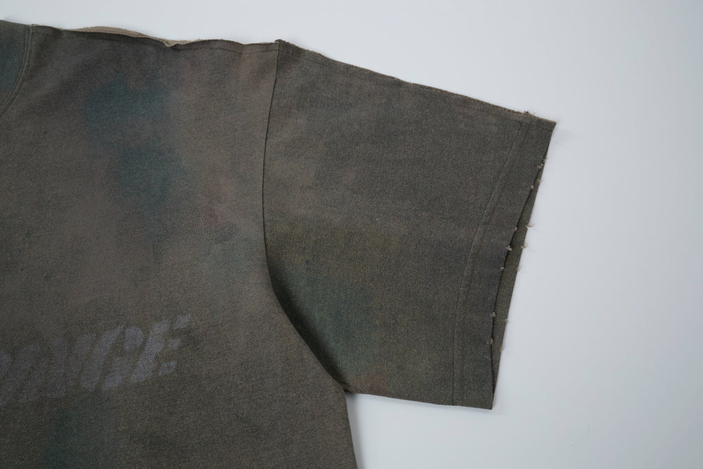 Women’s Vintage Mineral-Wash Oversized Graphic T-Shirt – Gray & Teal Grunge Streetwear Tee