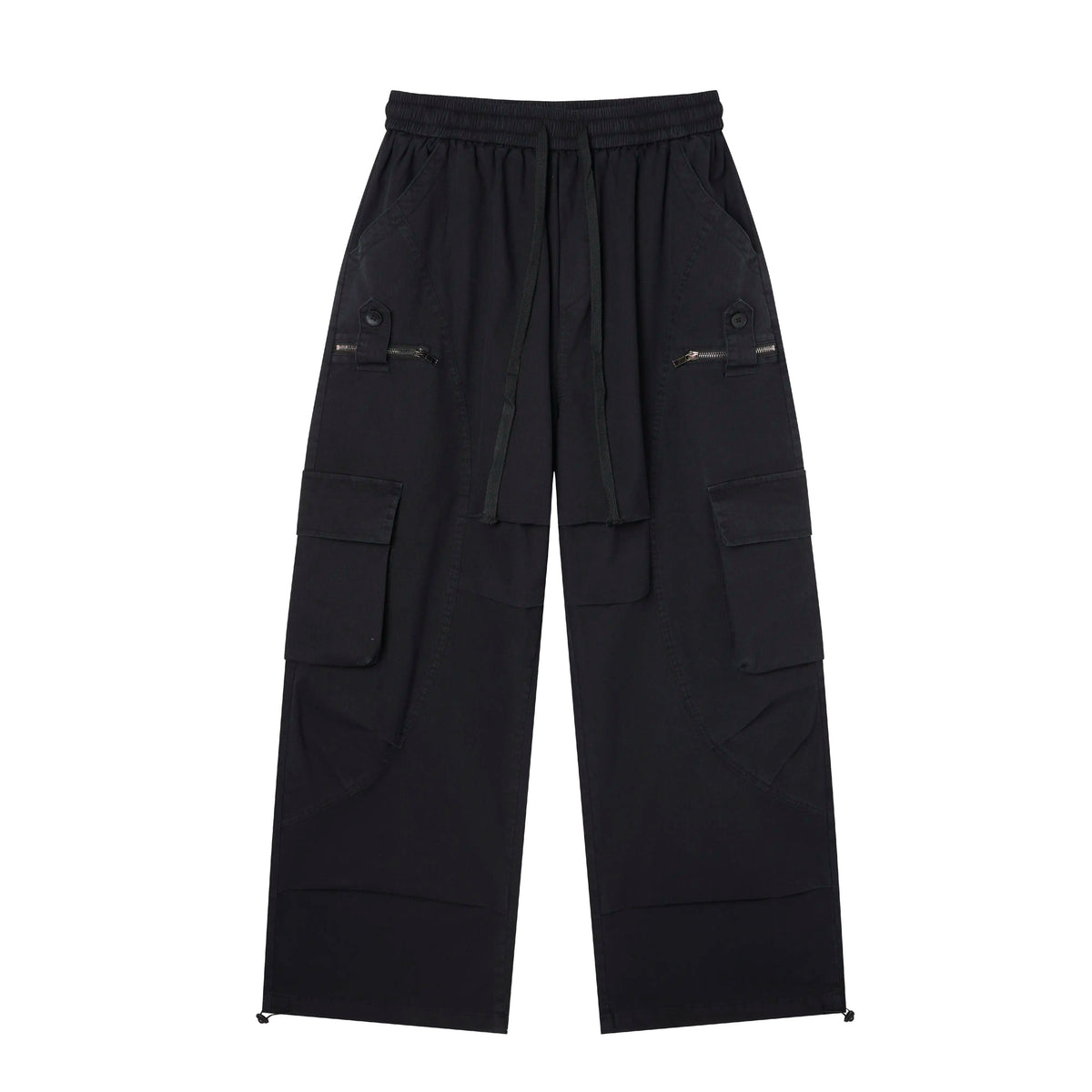 Wide-Leg Cargo Pants – Minimal Streetwear Drawstring Trousers