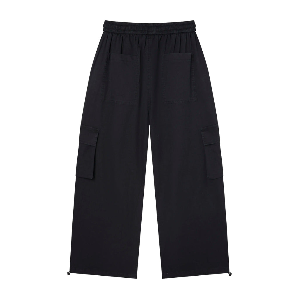 Wide-Leg Cargo Pants – Minimal Streetwear Drawstring Trousers
