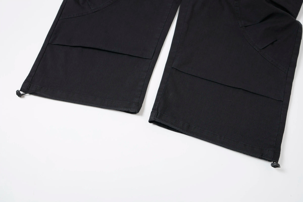 Wide-Leg Cargo Pants – Minimal Streetwear Drawstring Trousers