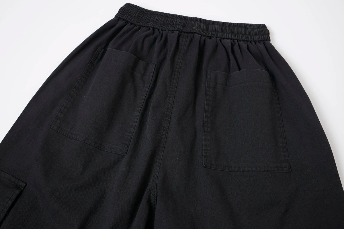 Wide-Leg Cargo Pants – Minimal Streetwear Drawstring Trousers