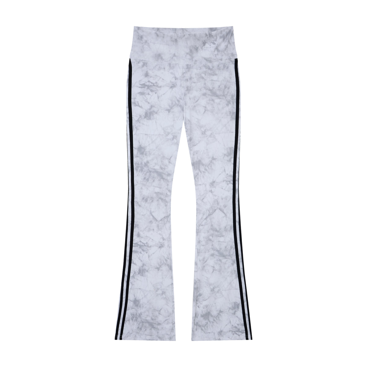 Women’s Azure Mineral-Wash Flare Yoga Pants – High-Rise Contrast-Stripe Leggings