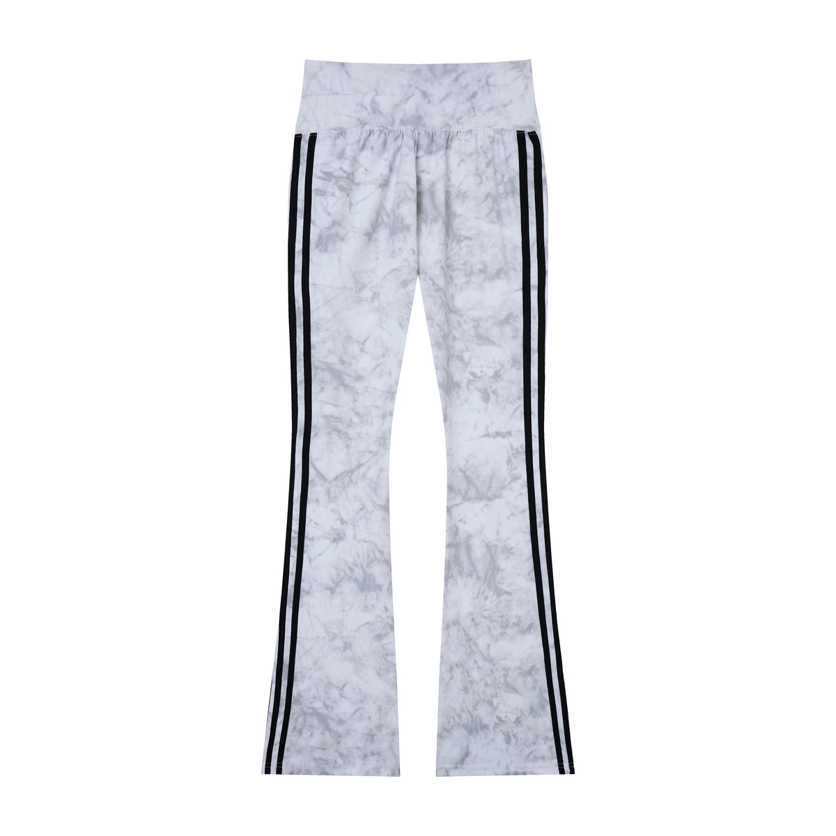 Women’s Azure Mineral-Wash Flare Yoga Pants – High-Rise Contrast-Stripe Leggings