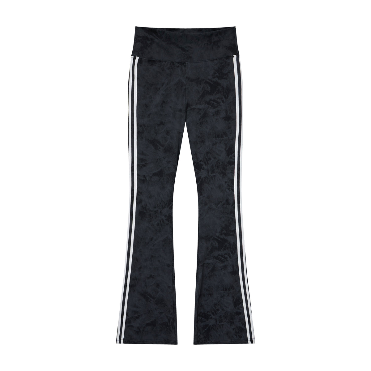 Women’s Azure Mineral-Wash Flare Yoga Pants – High-Rise Contrast-Stripe Leggings