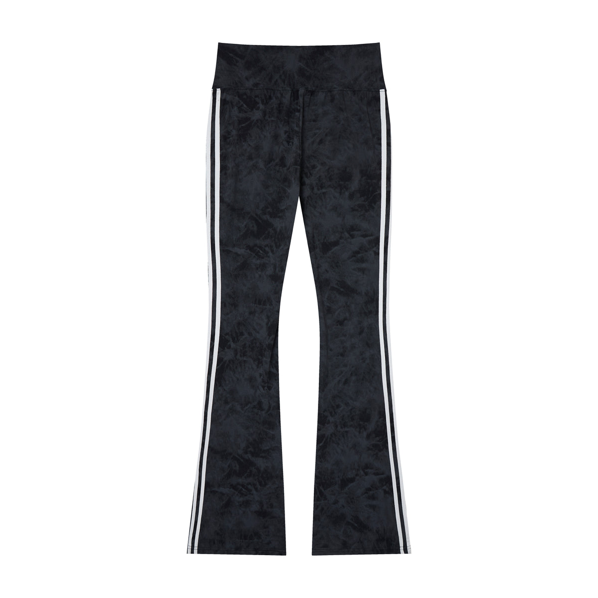 Women’s Azure Mineral-Wash Flare Yoga Pants – High-Rise Contrast-Stripe Leggings
