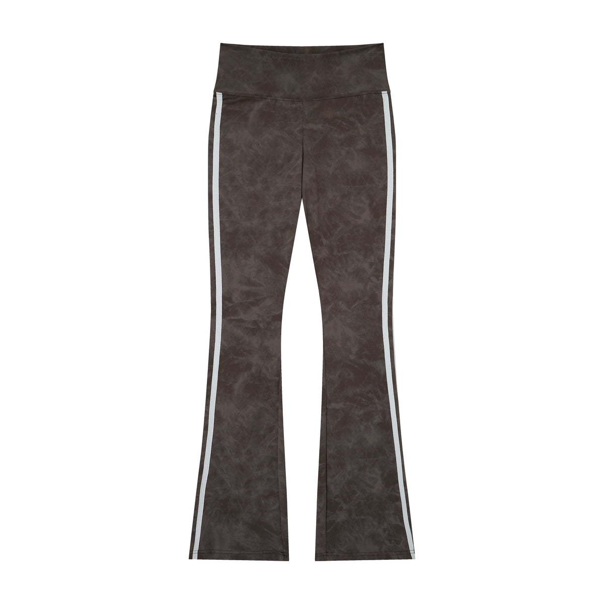 Women’s Azure Mineral-Wash Flare Yoga Pants – High-Rise Contrast-Stripe Leggings