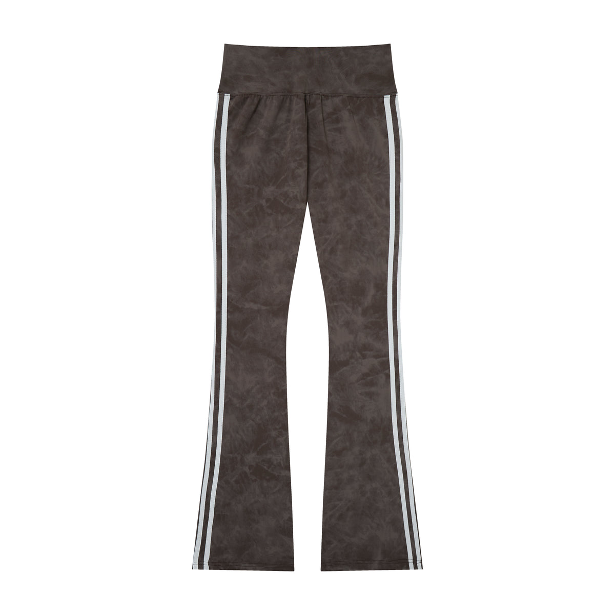 Women’s Azure Mineral-Wash Flare Yoga Pants – High-Rise Contrast-Stripe Leggings