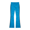 Women’s Azure Mineral-Wash Flare Yoga Pants – High-Rise Contrast-Stripe Leggings