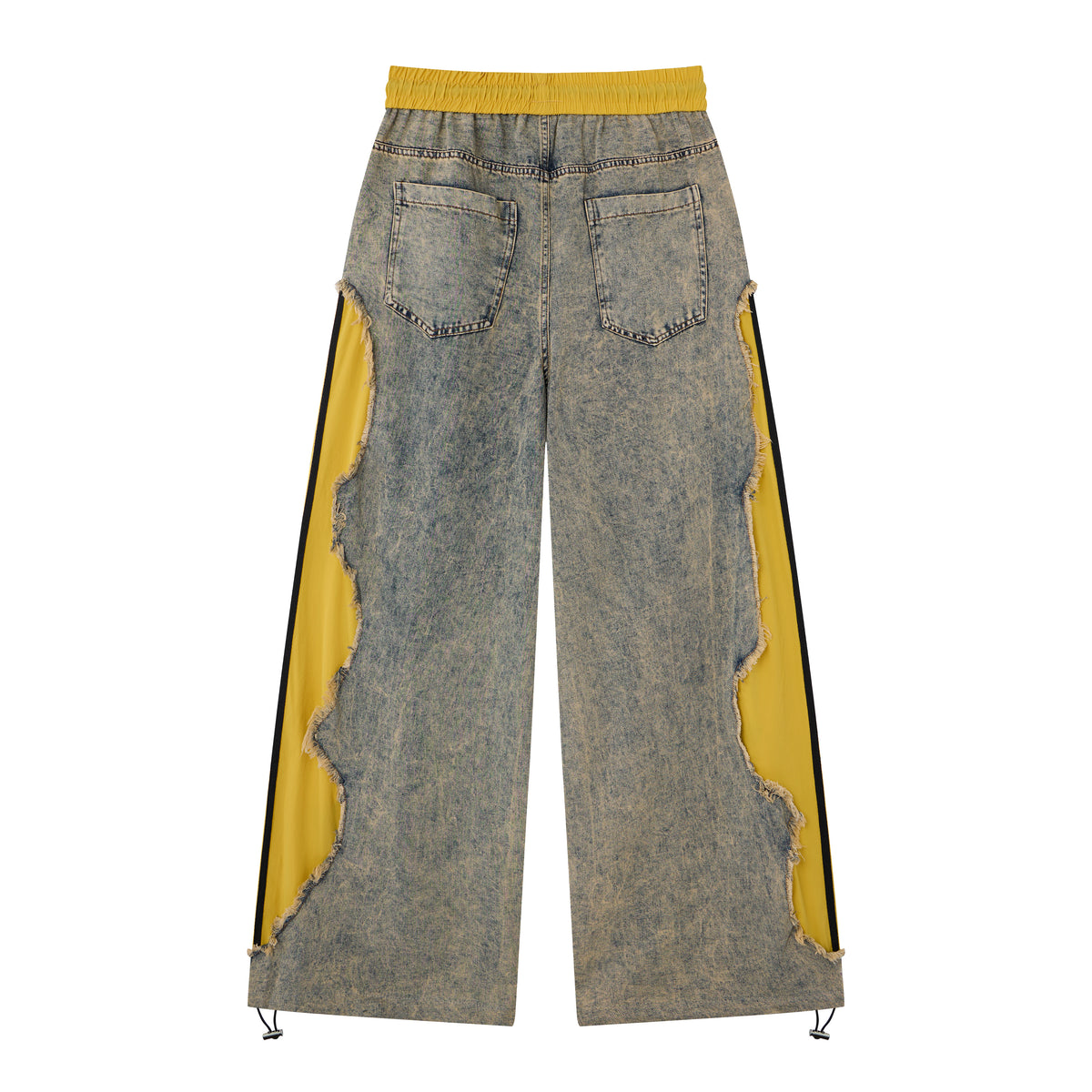 Women’s Vintage Wash Yellow Contrast Ultra-Baggy Wide-Leg Denim Pants