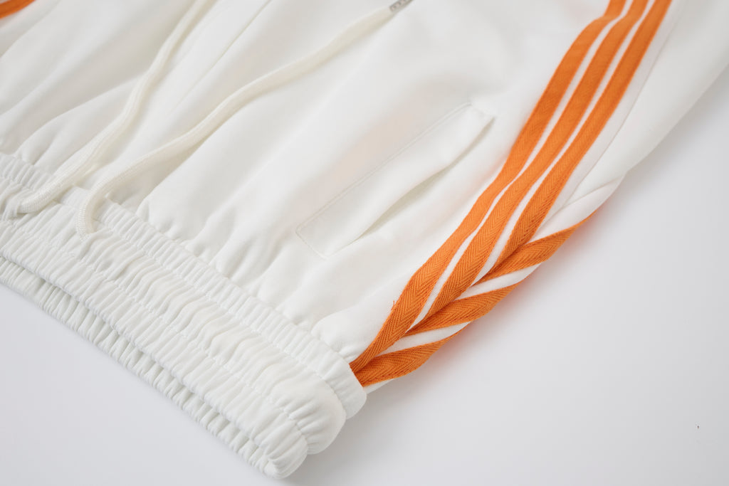 Women’s Retro Orange Striped Wide-Leg Track Pants – High-Waisted Baggy Drawstring Sweatpants with Adjustable Cinch Hems