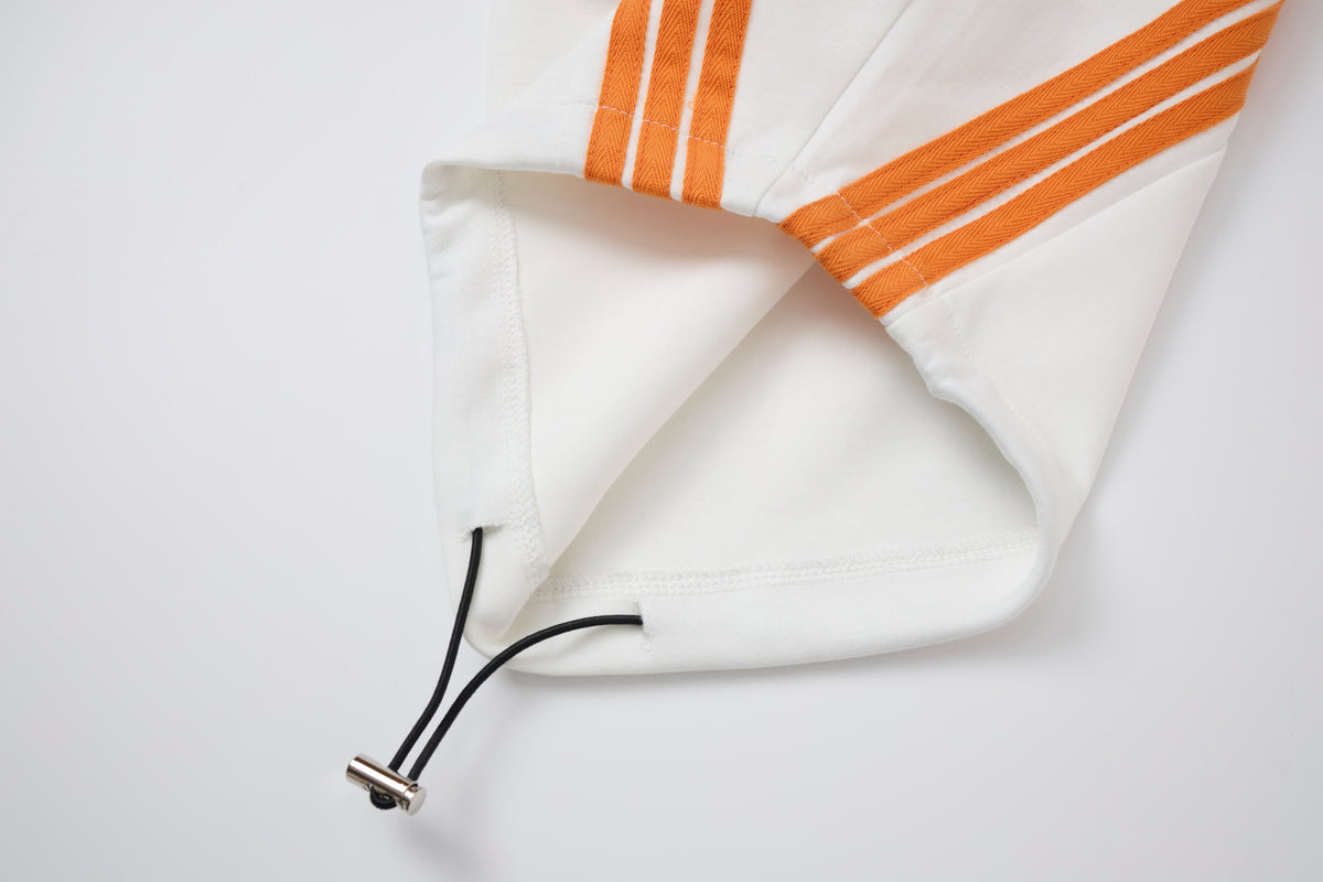 Women’s Retro Orange Striped Wide-Leg Track Pants – High-Waisted Baggy Drawstring Sweatpants with Adjustable Cinch Hems