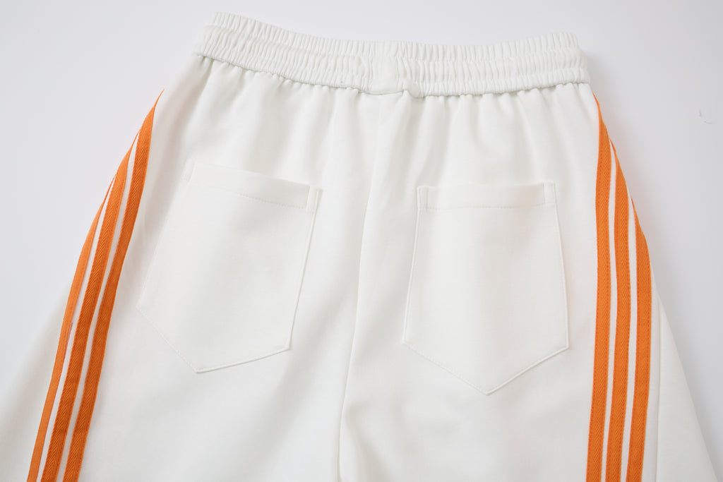 Women’s Retro Orange Striped Wide-Leg Track Pants – High-Waisted Baggy Drawstring Sweatpants with Adjustable Cinch Hems