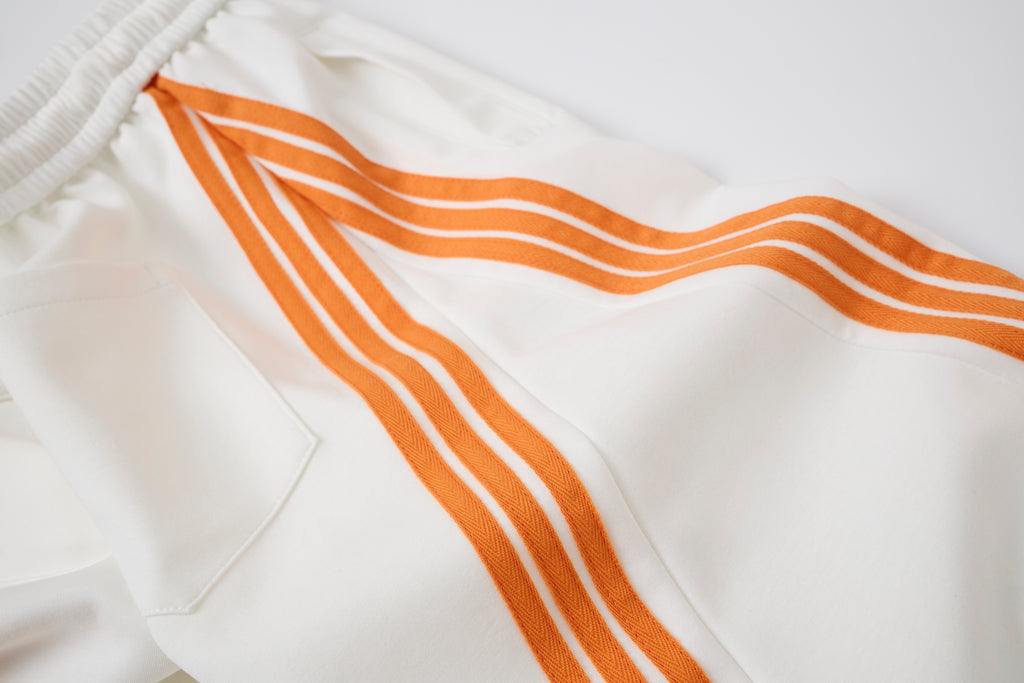 Women’s Retro Orange Striped Wide-Leg Track Pants – High-Waisted Baggy Drawstring Sweatpants with Adjustable Cinch Hems