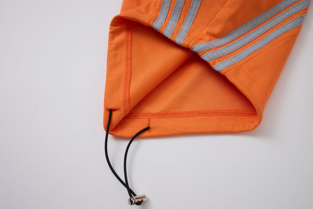Women’s Retro Orange Striped Wide-Leg Track Pants with Adjustable Cinch Hems
