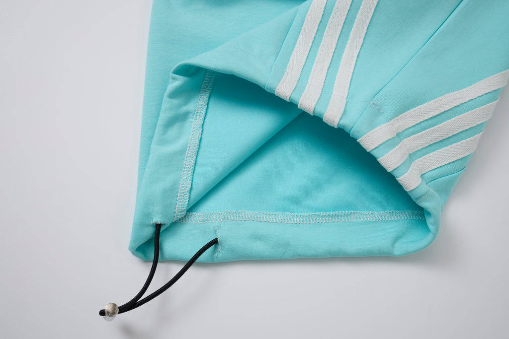 Women’s Light Blue Triple-Stripe Baggy Wide-Leg Track Pants with Drawstring Waist and Pockets