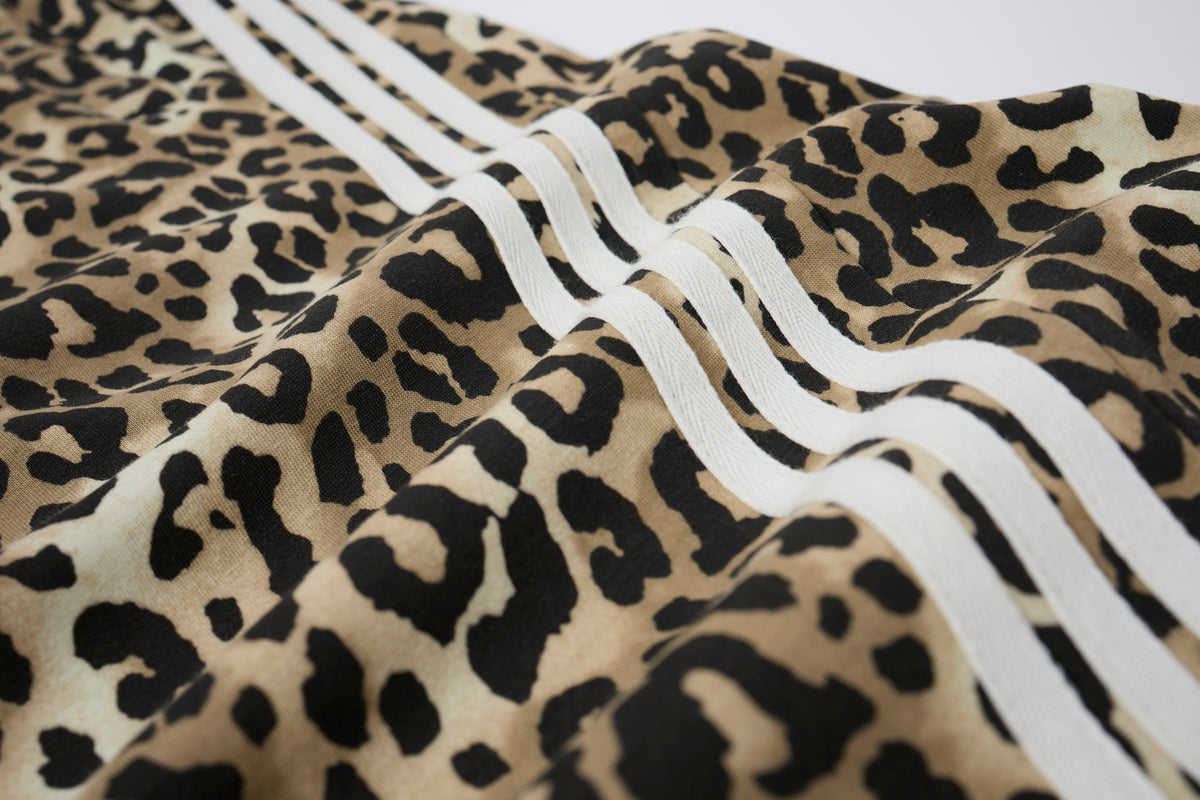 Untamed Club Women’s Leopard Print Track Pants – Baggy Barrel-Leg Streetwear Pants with Triple Side Stripes