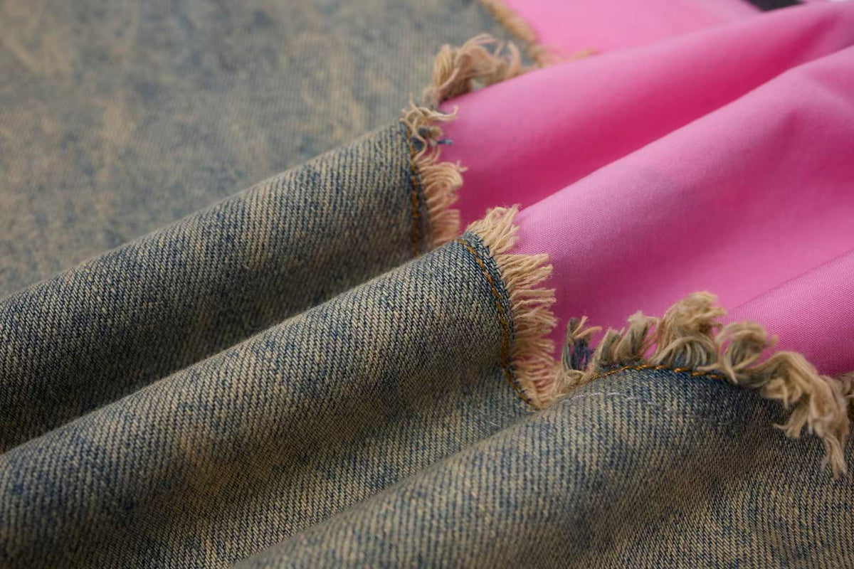 Women’s Pink Contrast Deconstructed Ultra-Baggy Wide-Leg Denim Jeans