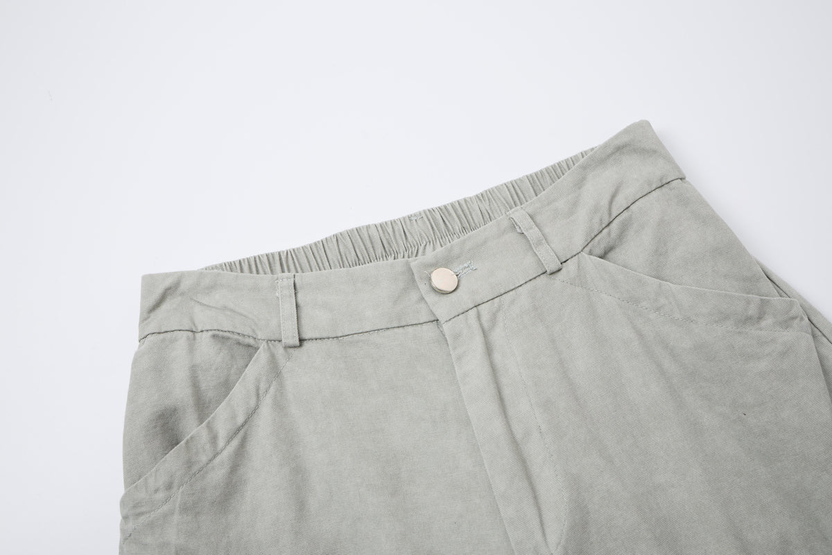 Silver District Women’s Light Gray Cargo Pants – Relaxed Wide-Leg Utility Pants with Zipper and Multi-Pocket Details
