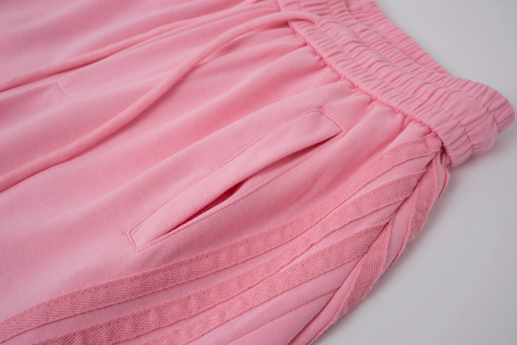 2026 New Women's Pink American‑Style Side Stripe Casual Pants, Streetwear Patchwork Draped Wide‑Leg Sweatpants